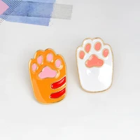 cartoon cute cat paw lapel enamel pins cartoon black white grey orange pets brooches clothes bag badge jewelry gifts for friends