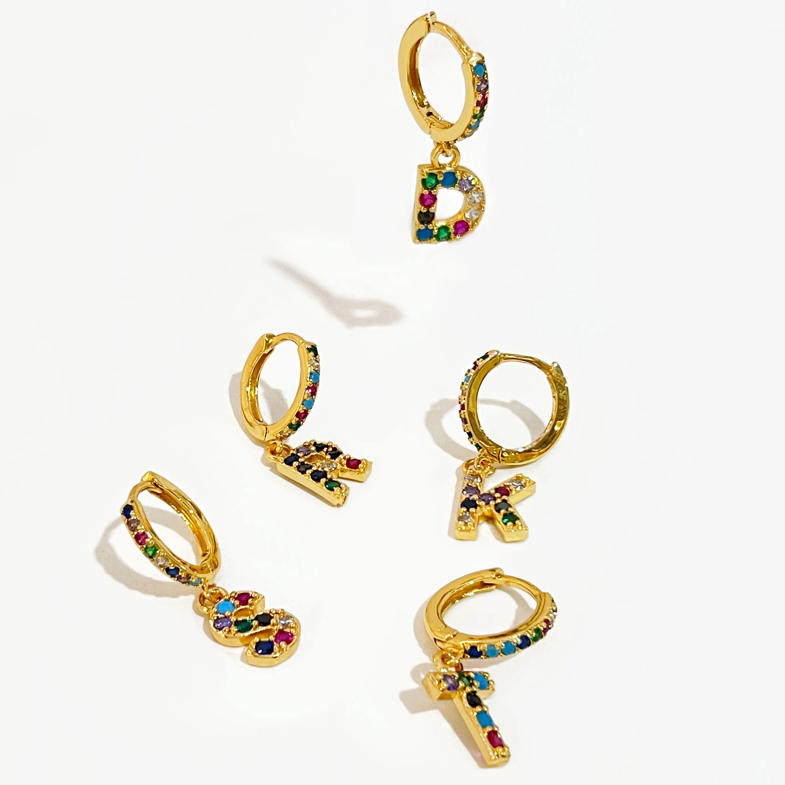 

Peri'sBox Rainbow Cubic Zirconia Initial Letter Drop Earrings for Women Exquisite Alphabet Dangle Earring 2022 Gifts Jewelry
