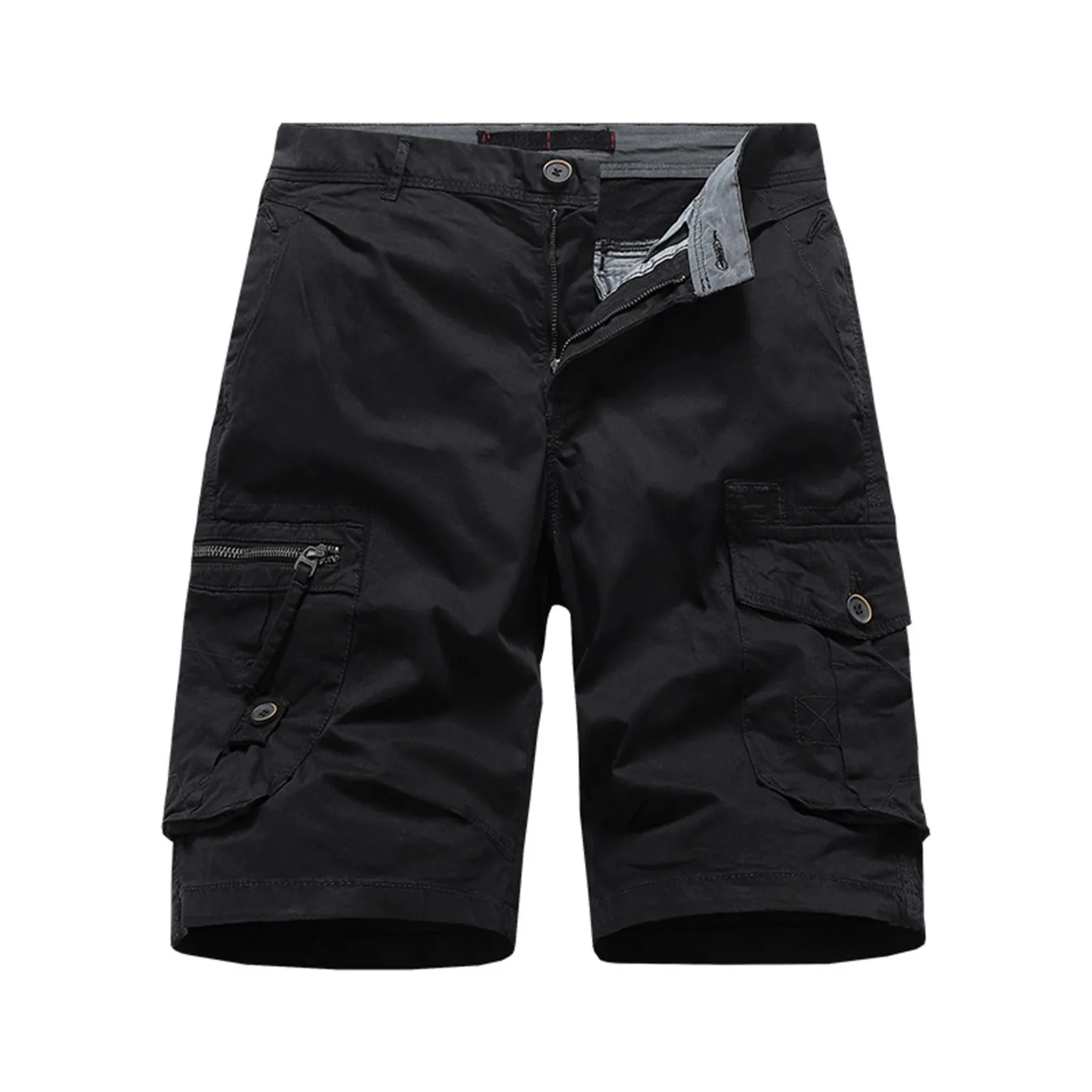 

Костюм для плавания мужской, повседневный свободный хлопковый пляжный костюм с несколькими карманами, шорты черного цвета, пляжные шорты