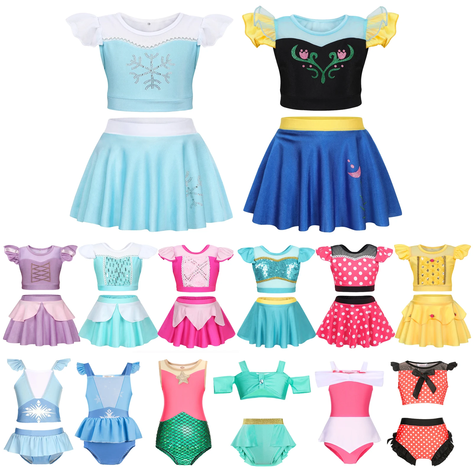 

Two Piece Swimsuit For Girls Princess Bikini Ruffles Summer Beach Surf Swimming Bathing Suit Role Play One Piece Swimwear 2-10Y