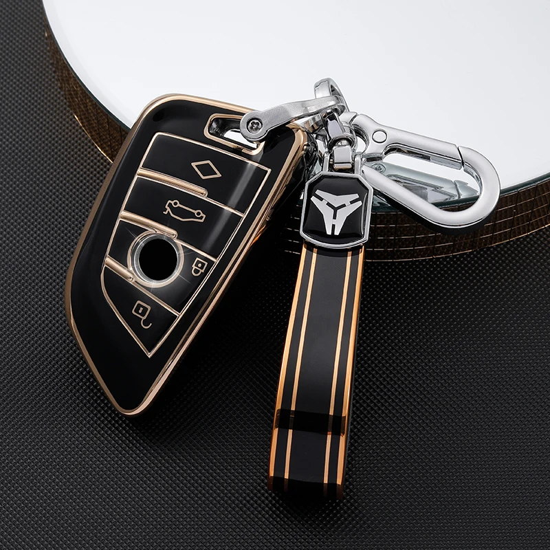 

Чехол для автомобильного ключа из ТПУ с золотыми краями, защитный чехол для BMW X1, X3, X4, X5, F15, X6, F16, G30, 7 серии, G11, F48, F39, аксессуары для брелоков