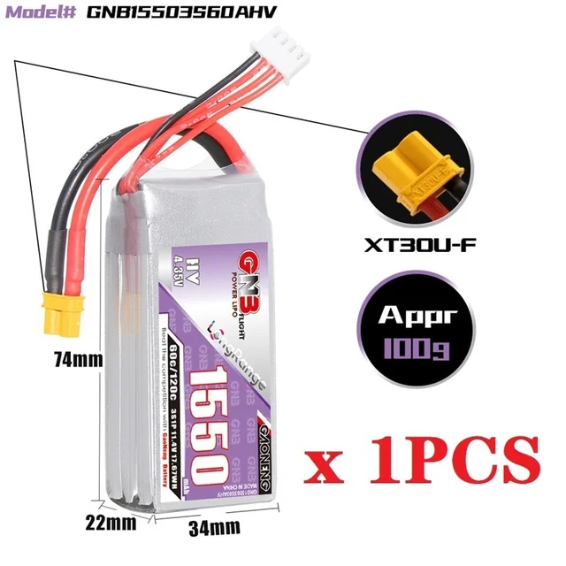 Gaoneng GNB 3S HV 11.4V 1550mAh 60C Lipo XT30