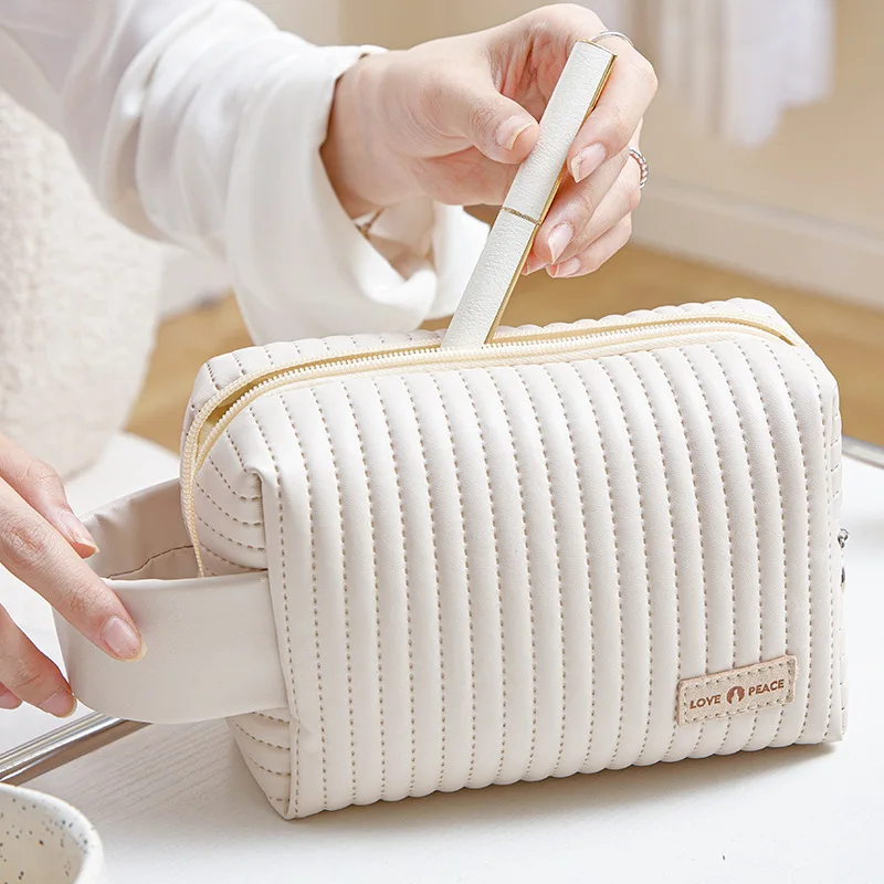 

Waterproof PU Travel Cosmetic Bag for Women Portable Makeup Storage Kits Zipper Large Capacity Toiletry Organizer Washing Pouch