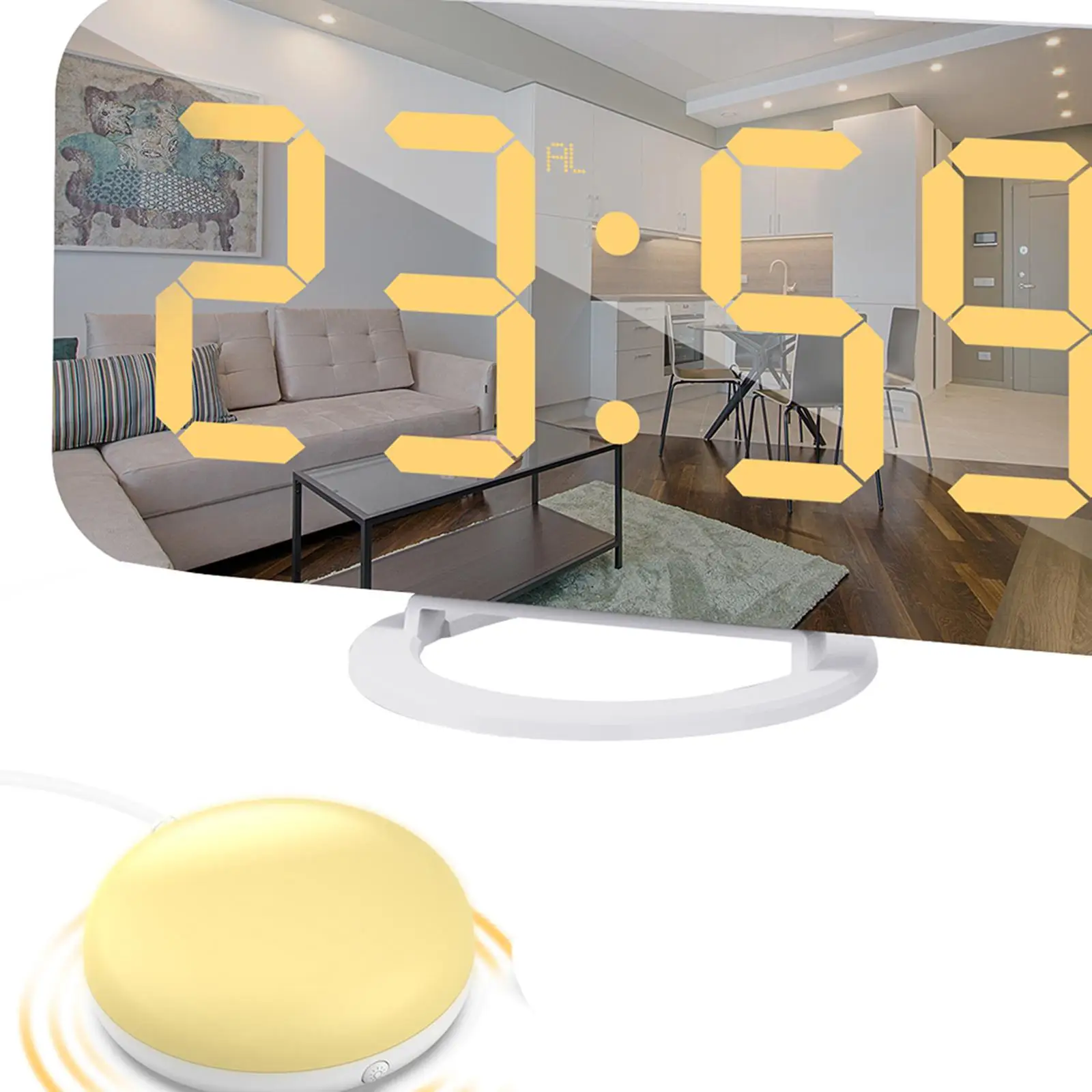 Desktop Led Mirrored Clock With Bed Shaker