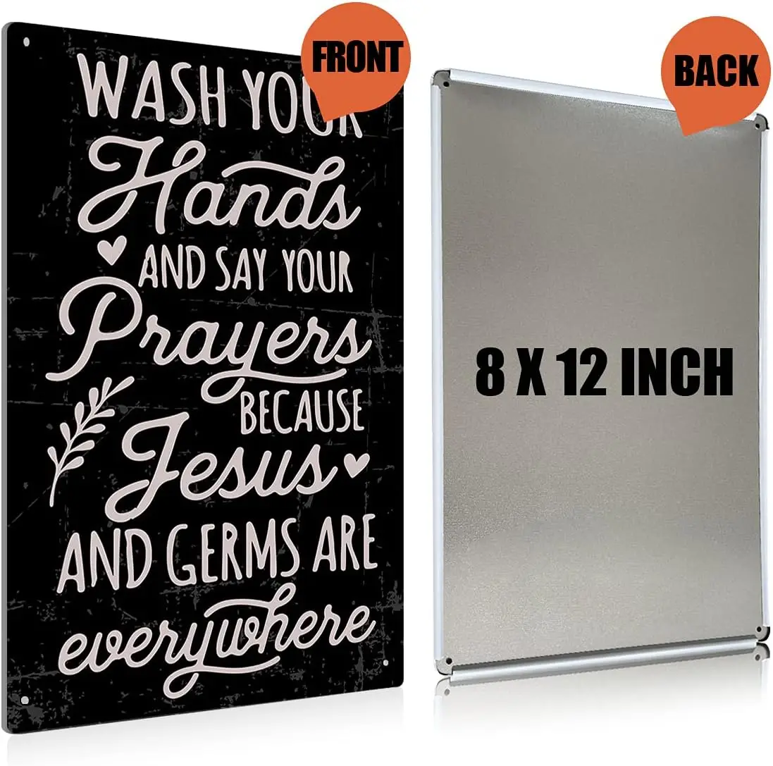 Funny Wsh Your Hnds Bthroom Metl Tn Sgn Wll rt Decor - Quote for Tolet Restroom Gfts