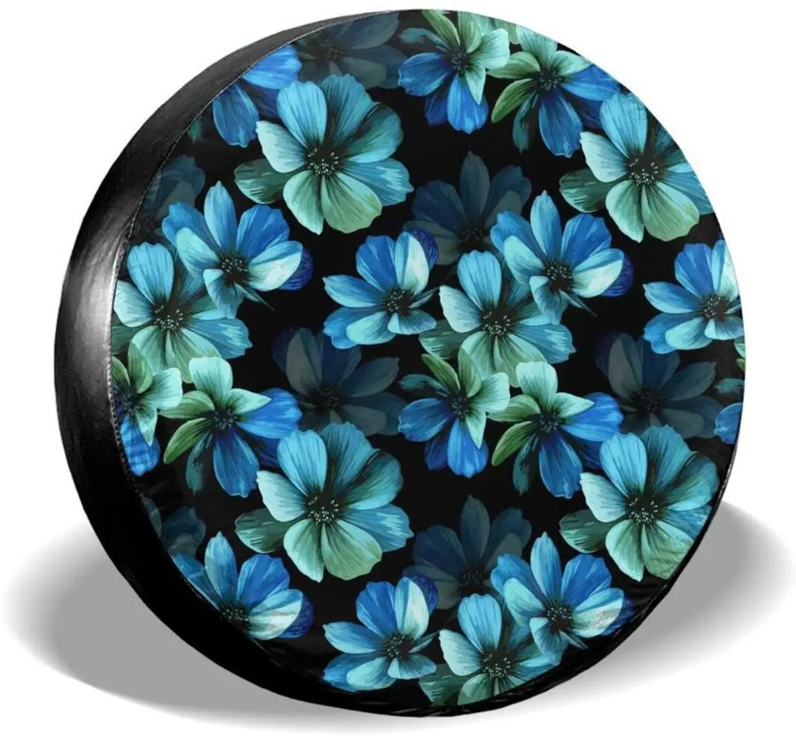 

Blue Aqua Hibiscus Blossom Flower Spare Tire Cover Waterproof Dust-Proof UV Sun Wheel Tire Cover Fit for Jeep,Trailer, RV, SUV a