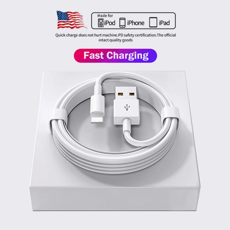 

5m USB Charging Cable for iPhone 8 7 6S 14 Plus 13 12 mini 11 Pro XS Max XR X SE 5S USB Data Charger Cable for iPad 4 5 6 Air 2