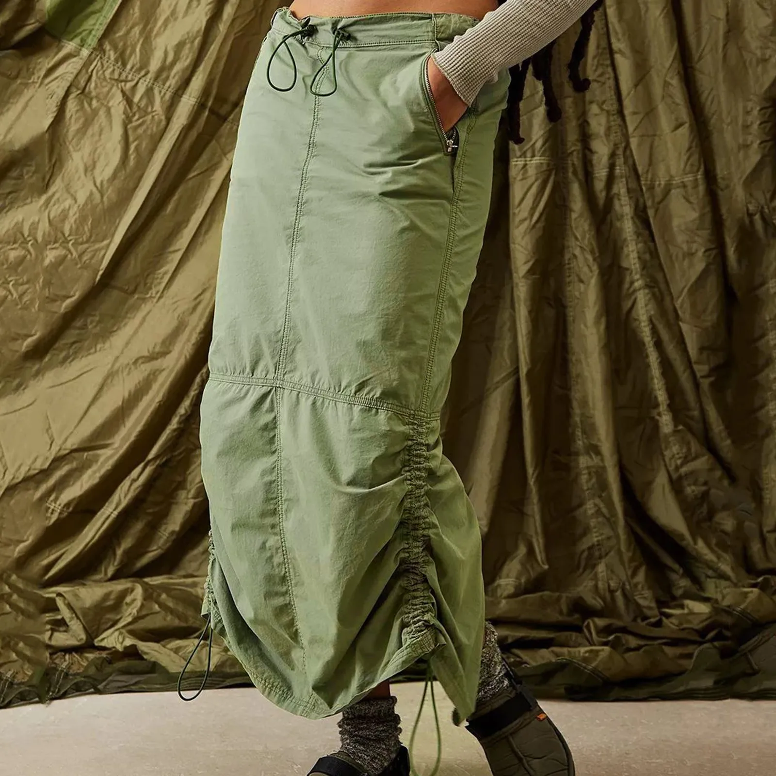 

Женская Рабочая Юбка, длинная юбка с присборенными краями, Повседневная Рабочая Юбка на молнии