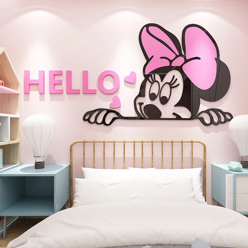 

Disney Mickey Mouse Minnie Mouse Kawaii Decoration Arrangement Children's Bedroom Living Room Bedside Cute Stickers Anime