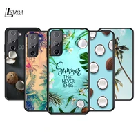 summer cool coconut soft black cover for samsung galaxy s22 s21 s20 fe ultra s10 s10e lite s9 plus phone case coque