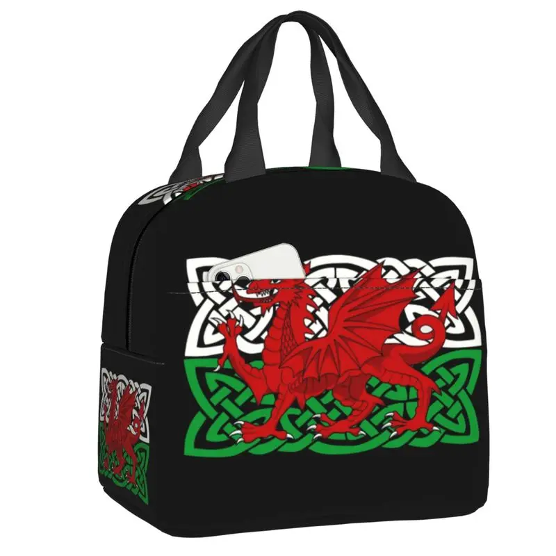 Red Dragon Wales Cymru Flag Insulated Lunch Bag for Outdoor Picnic Welsh Proud Leakproof Thermal Cooler Bento Box Women Kids