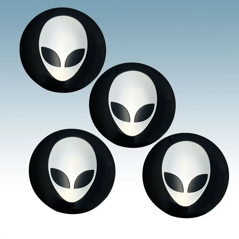 

56 мм 4 шт. 3D логотип с головой инопланетянина, значок для стайлинга автомобиля, эмблема, центральная крышка ступицы колес автомобиля, наклейки, автомобильные аксессуары