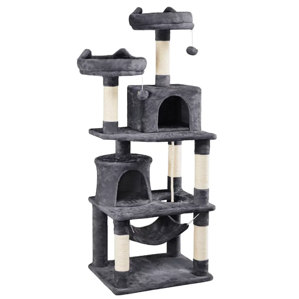 

Двойное кошачье дерево и Когтеточка, темно-серый кошачий наполнитель, стоматологическая игрушка для кошек, кошачья кожа, плюшевые кошачьи игрушки для кошек
