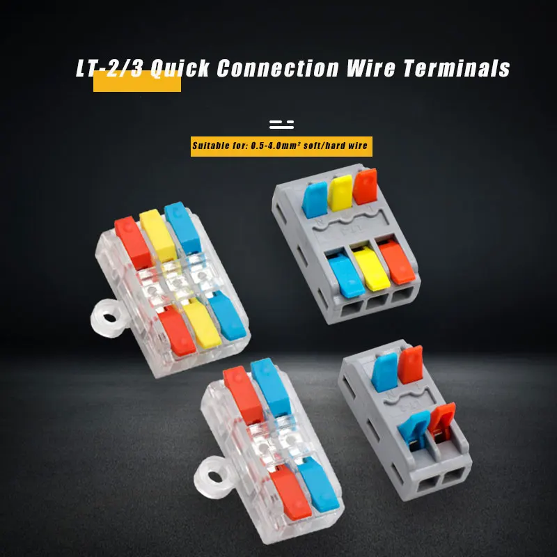 

Universal Compact Connector Splitter Quick Electrical Cable Splice Terminal Block Hard And Soft Wire Universal Quick Terminal