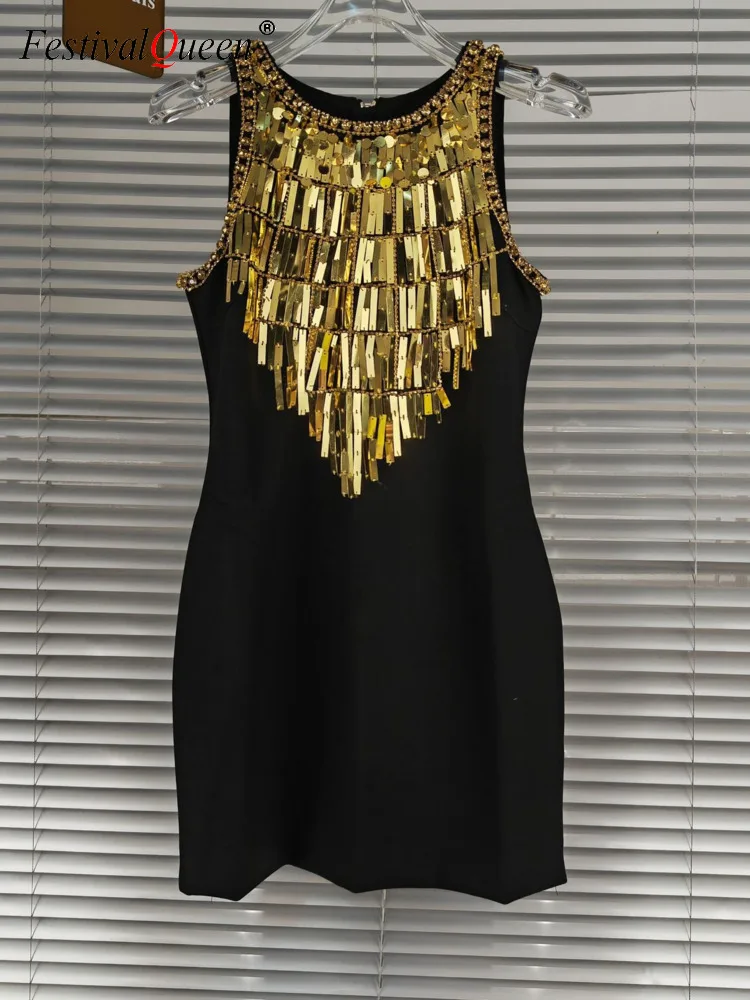 

Женское облегающее платье с блестками Y2K, элегантное вечернее платье в стиле пэчворк с круглым вырезом без рукавов, лето 2023