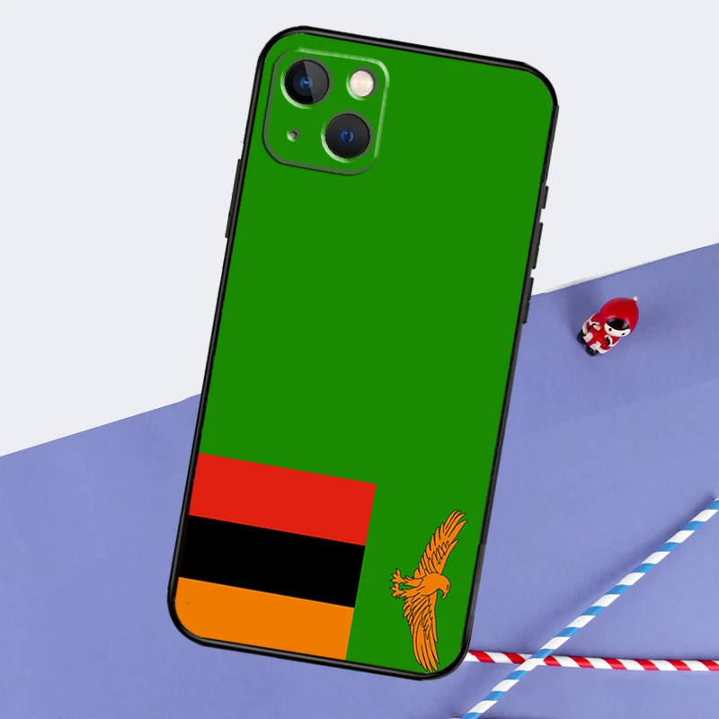 Фото Чехол для телефона с флагом Замбии для iPhone 16 Pro 15 Pro 11 12 13 14 Pro Max Mini XR 16e 15 16 Plus Cover Shell №3