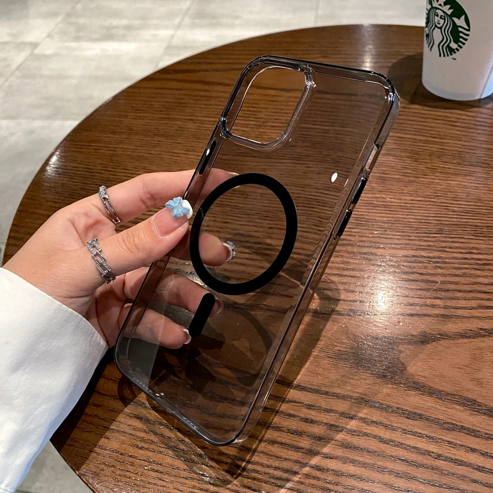 Магнитный чехол с металлической кнопкой для iPhone 13 12 Pro Max Беспроводная зарядка