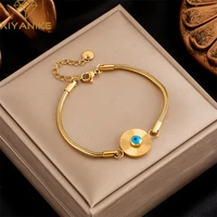 xiyanike 316l stainless steel bracelet round blue zircon for women simple punk exquisite personality %e2%80%8bbirthday jewelry %e2%80%8bpulseira