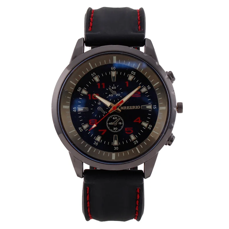 Спортивный большой циферблат силиконовая лента с тремя глазами мужские часы