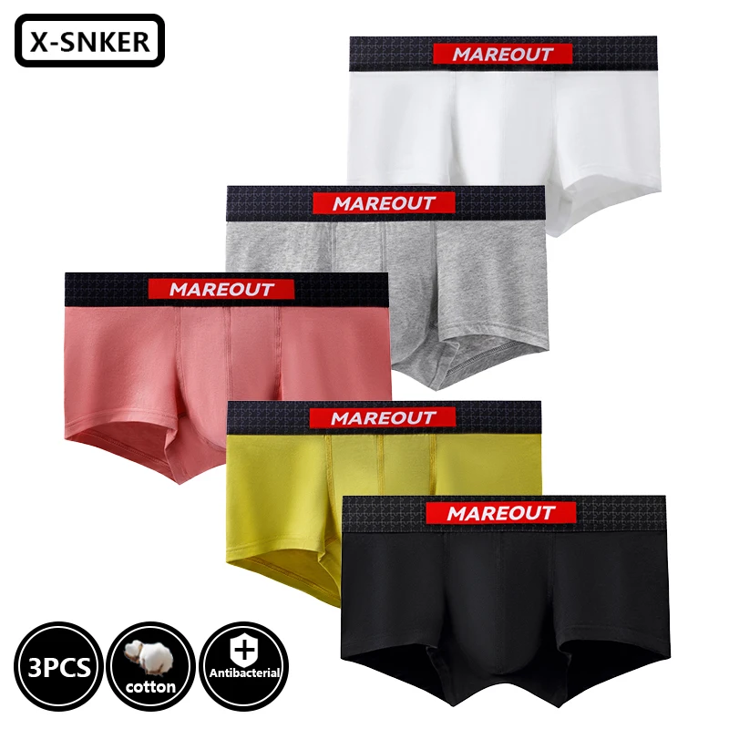 3Pcs Boxer Men Cotton Underwear Sexy Knickers for Men Sexy Panties Underpants Boxers cueca Shorts Fashion Black calzoncillos