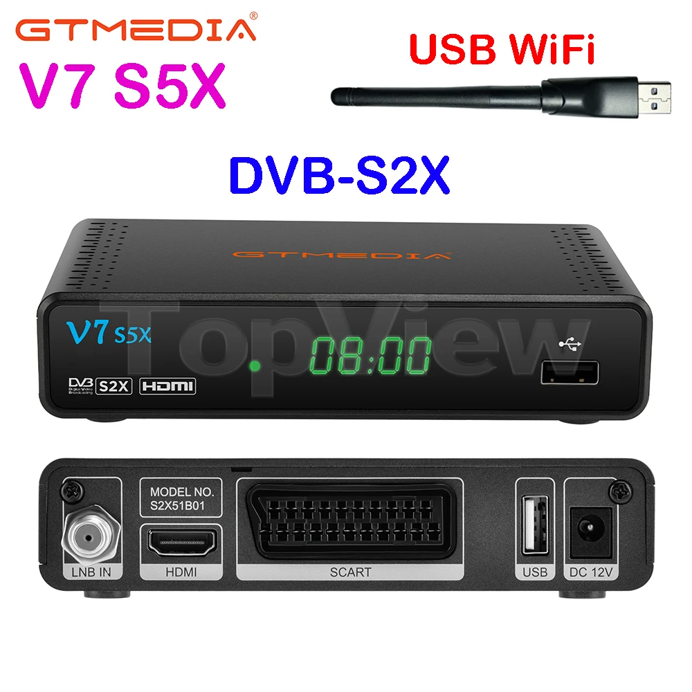 Телевизионная приставка GTmedia V7 S5X V7S5X с поддержкой фотографий/S2/S2X H.265 AVS + Auto Roll Full