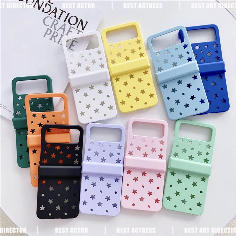 

Slim Hard PC Shockproof Case for Samsung Galaxy Z Flip 4 5G Hollow Star Full Protect Hinge Macaron Cover for Samsung Z Flip 3