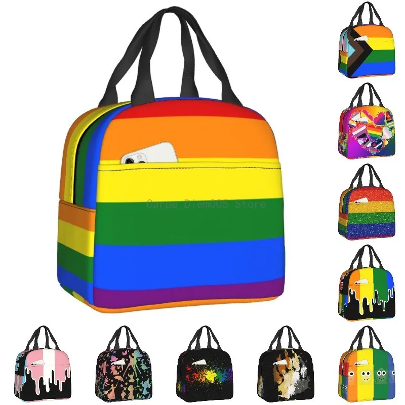 

Изолированная сумка для ланча с флагом ЛГБТ для женщин, герметичный Радужный охладитель для гордости, термальный Ланч-бокс для офиса, пикни...