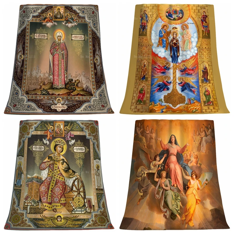Фланелевое Одеяло с русскими иконами религиозная мать Бога Библия св. Кэтрин