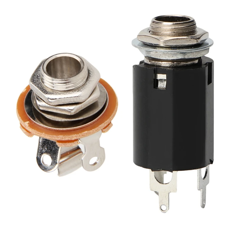 

2 Pcs Guitar Endpin Jack 6.35 Input For Any Guitar Eq Pickup Output Guitar Parts Accessories - Silver & Black