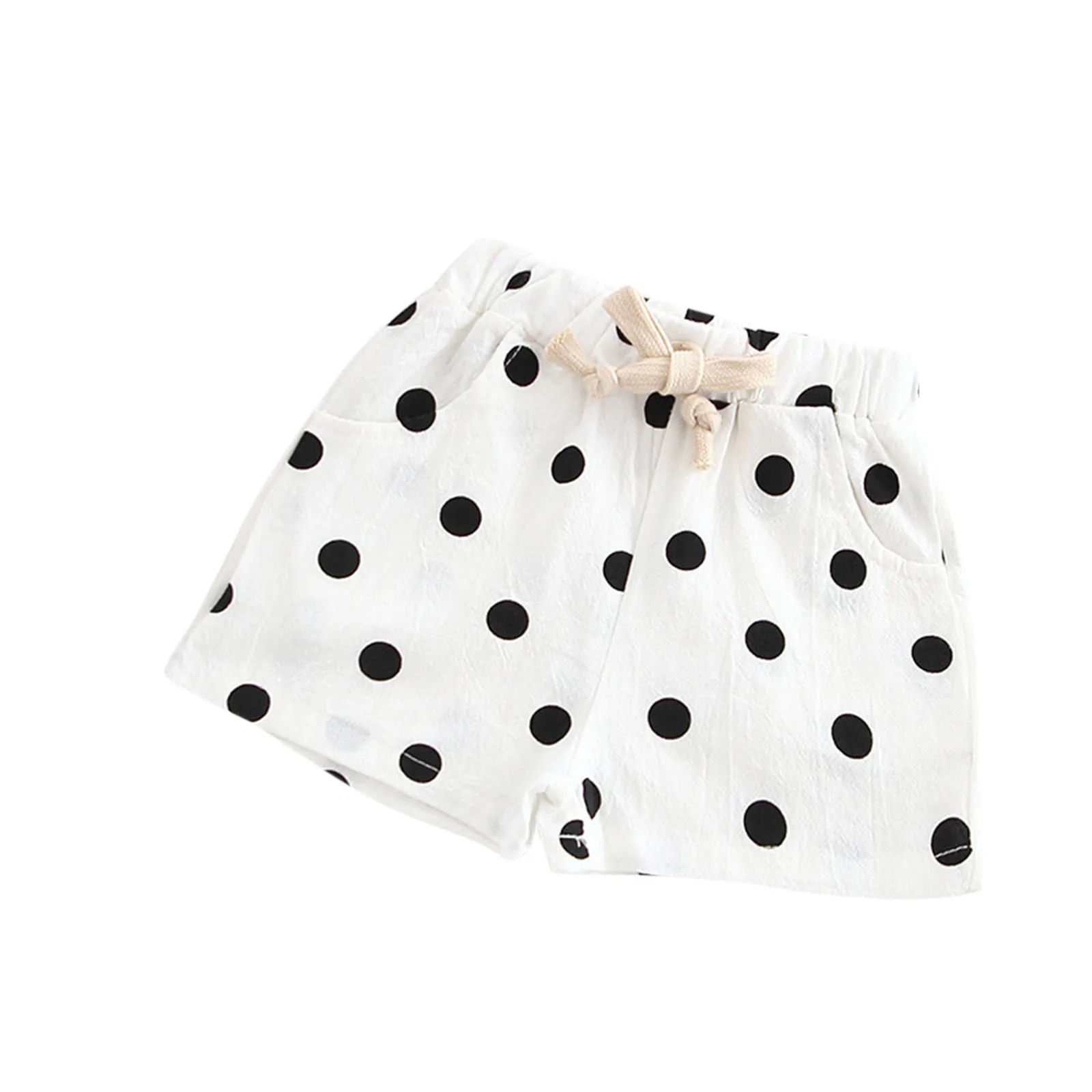 

Toddler Kids Dot Pocket Shorts Waist Polka Boys Baby Elasticated Girls Linen Girls Pants