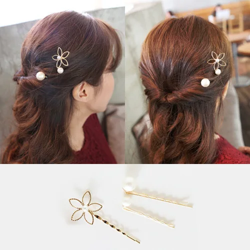 

Three-piece Set Hair Accessories Simple and Fashion Hollow Out Flower and Imitation Pearl Hair Pin