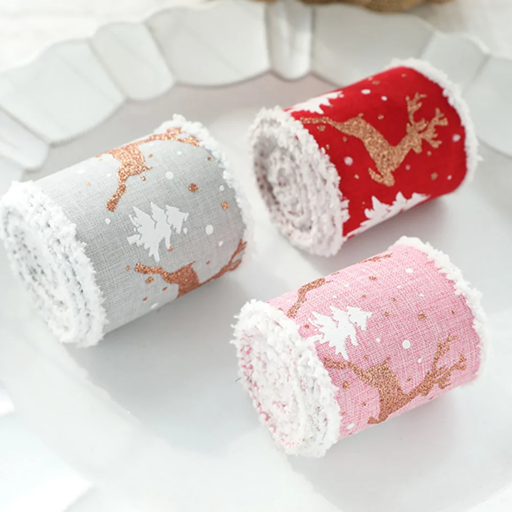 

3 Rolls Gift Christmas Craft Ribbon Holiday Package Decoration For DIY Festival