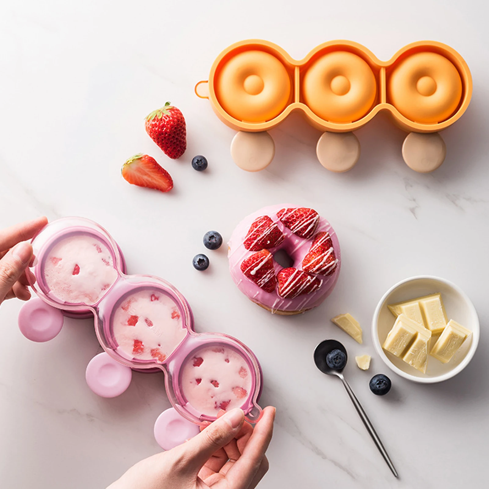 

Donut Ice Cream Mold Food Grade Silicone Children's Homemade Ice Cream Popsicle