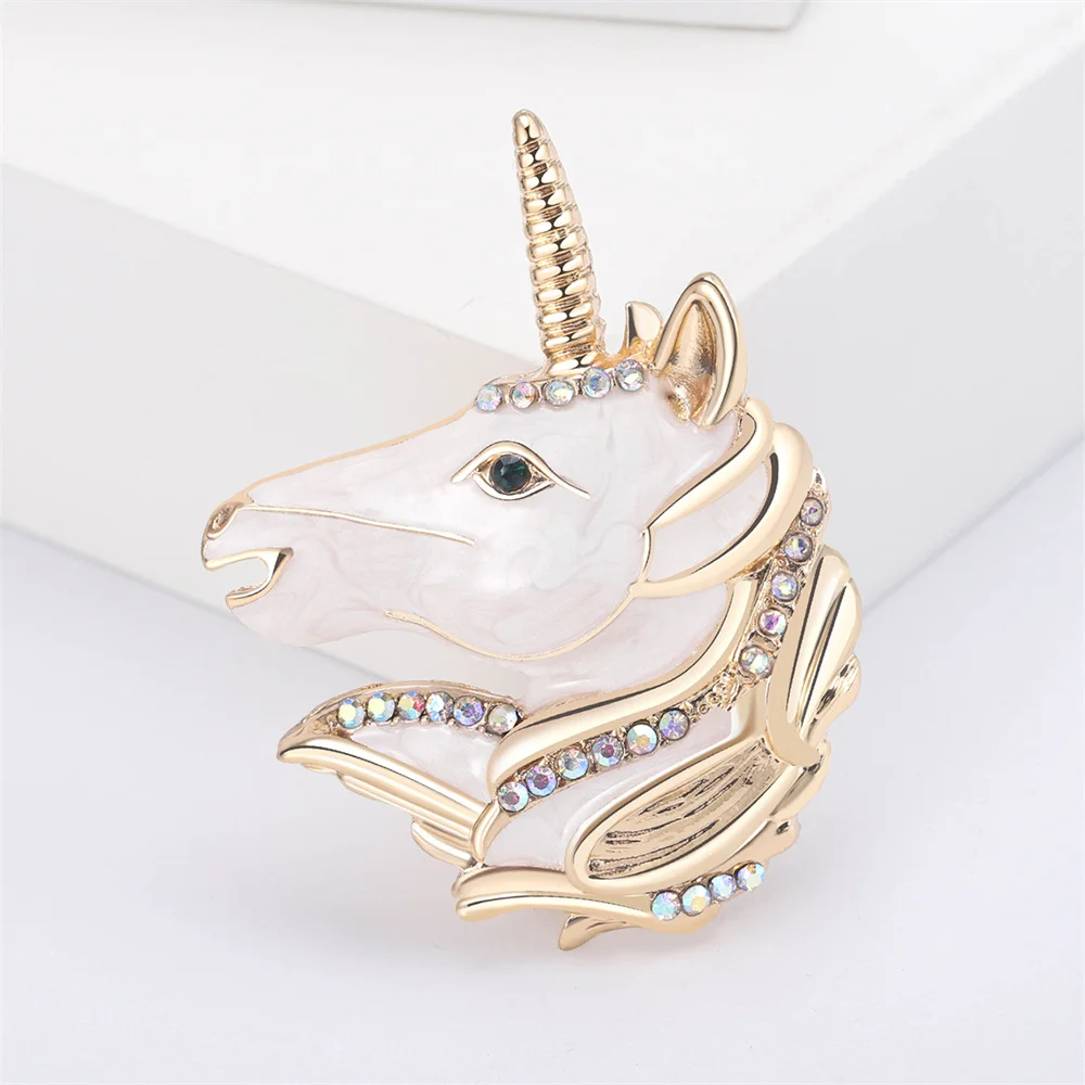 

Trendy Enamel Unicorn Brooches for Women Luxury Design Classic Rhinestone Horse Metal Animal Casual Brooch Pins Birthday Gifts