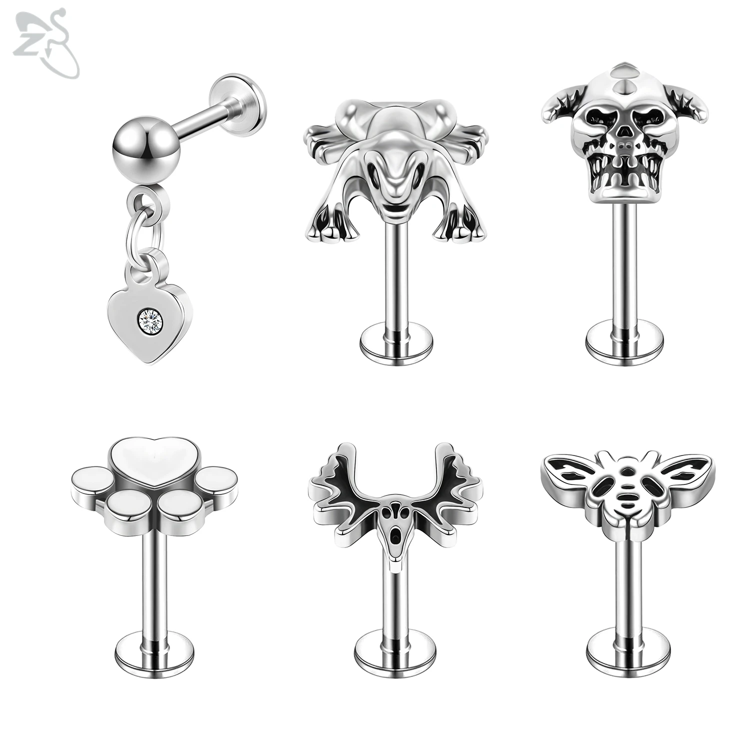 

AOEDEJ 1 PC Punk Stainless Steel Labret Lip Piercing Skull Frog Shape Monroe Piercing Helix Cartilage Tragus Piercings Jewelry
