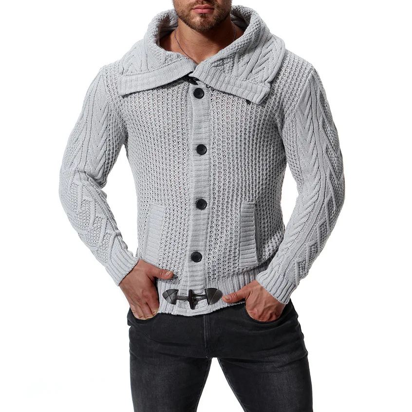 Men's Sweater Winter Autumn Round Neck Long-sleeved Plain Stretch Sweaters