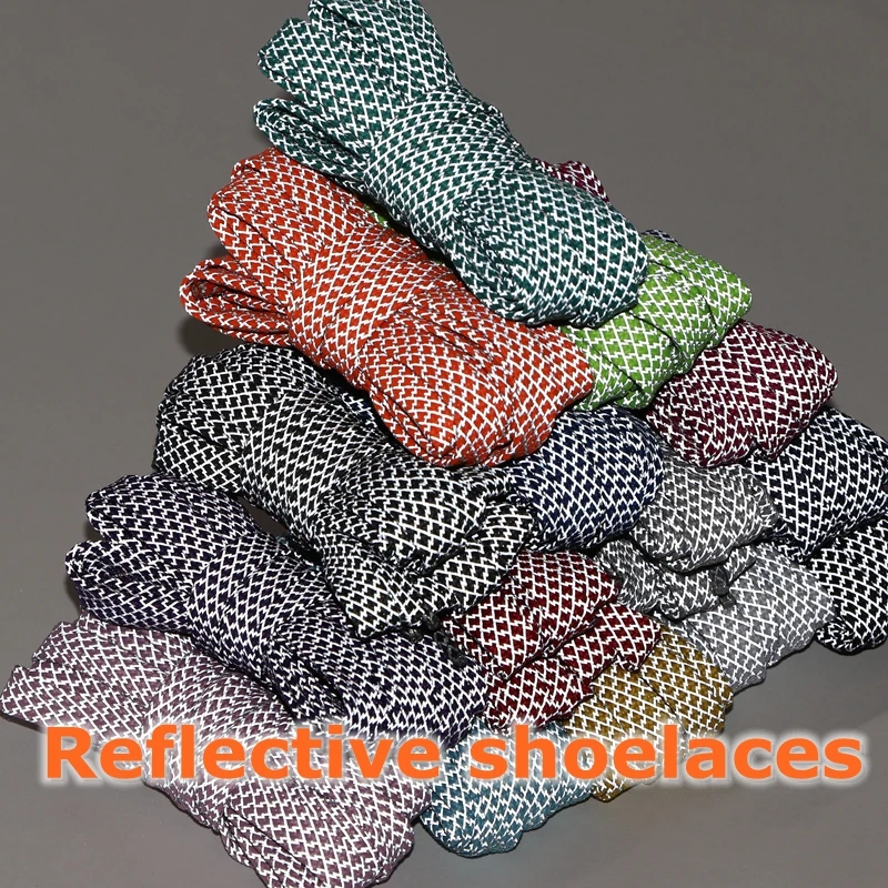 1Pair Reflective Flat Shoelaces Fluorescent Sneaker Shoestrings Sports Shoelace Running Shoes lace Adult children Shoelaces