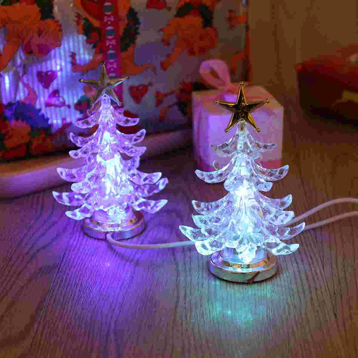 

2pcs Xmas Tree Shape Night Funny Table Lamp Night Lamp Desktop for Home