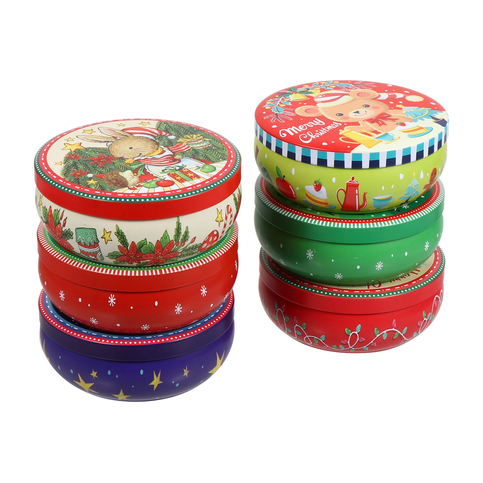 

Christmas Cookie Gift Tinscandy Giving Boxeslids Tin Box Storage Jar Round Metal Containersholiday Tinplate Decorative Lid Treat