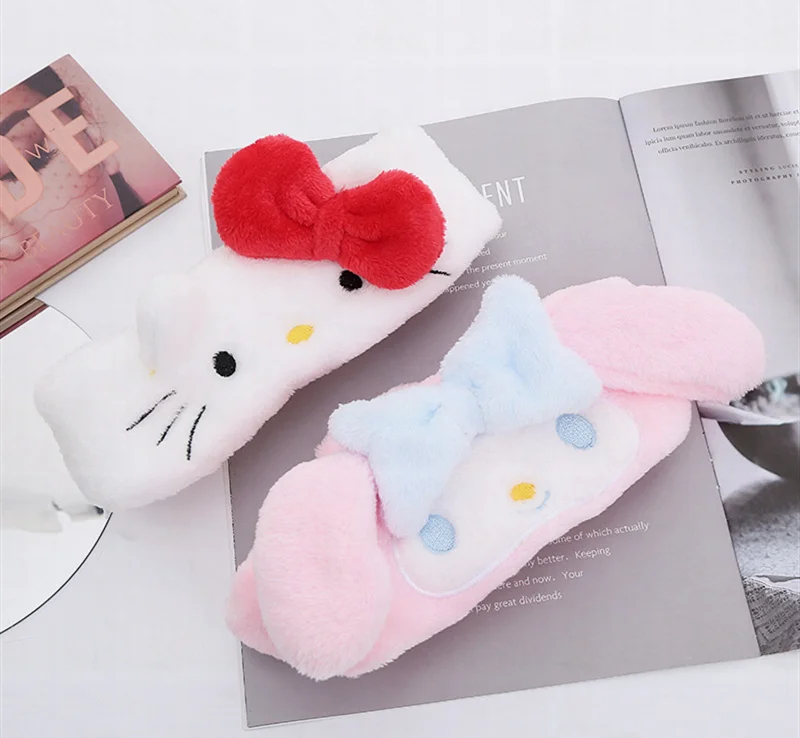 

Повязка для волос Sanrio Mymelody для девушек, милая мультяшная коричная косметика, тонкая и портативная походная лента