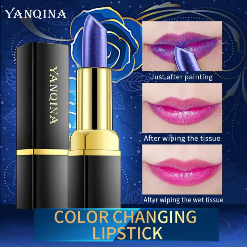 

Blue Rose Lipstick Temperature Color Changing Lip Stain Gloss Cosmetics Non-stain Cup Waterproof Moisturizing Lip Balm