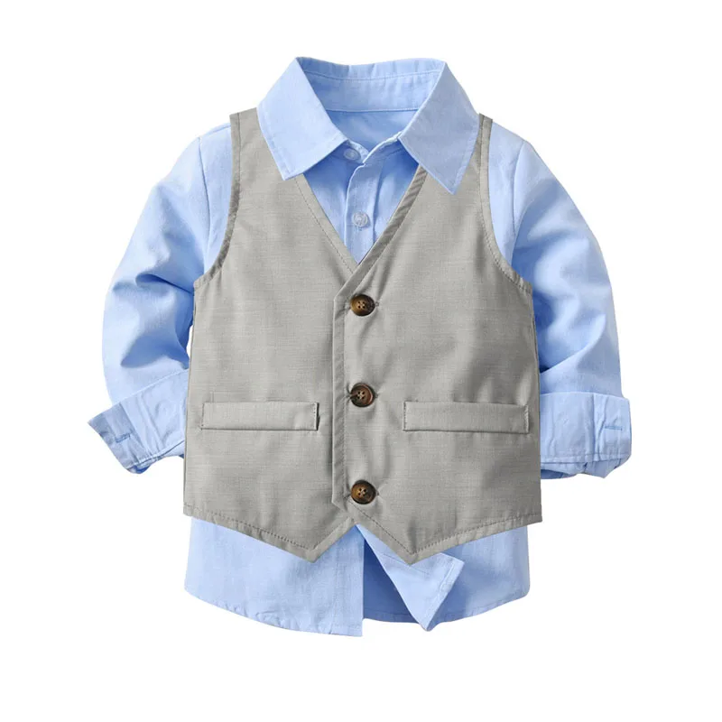 

Children Suit 2020 Autumn New Baby Boys Gentleman Vest Shirt Trousers Send Bow Tie Four-piece Kids Banquet Formal Wear 0-6 Years
