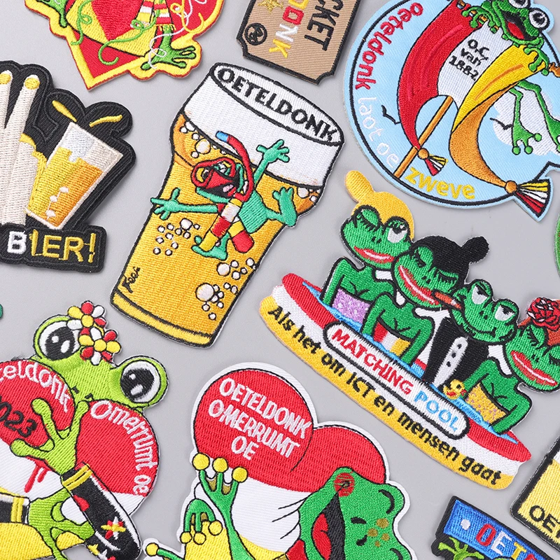 2023 новый стиль Oeteldonk лягушка утюгом нашивки для одежды Нидерланды эмблема карнавал вышивка нашивки Сделай Сам аппликация значок