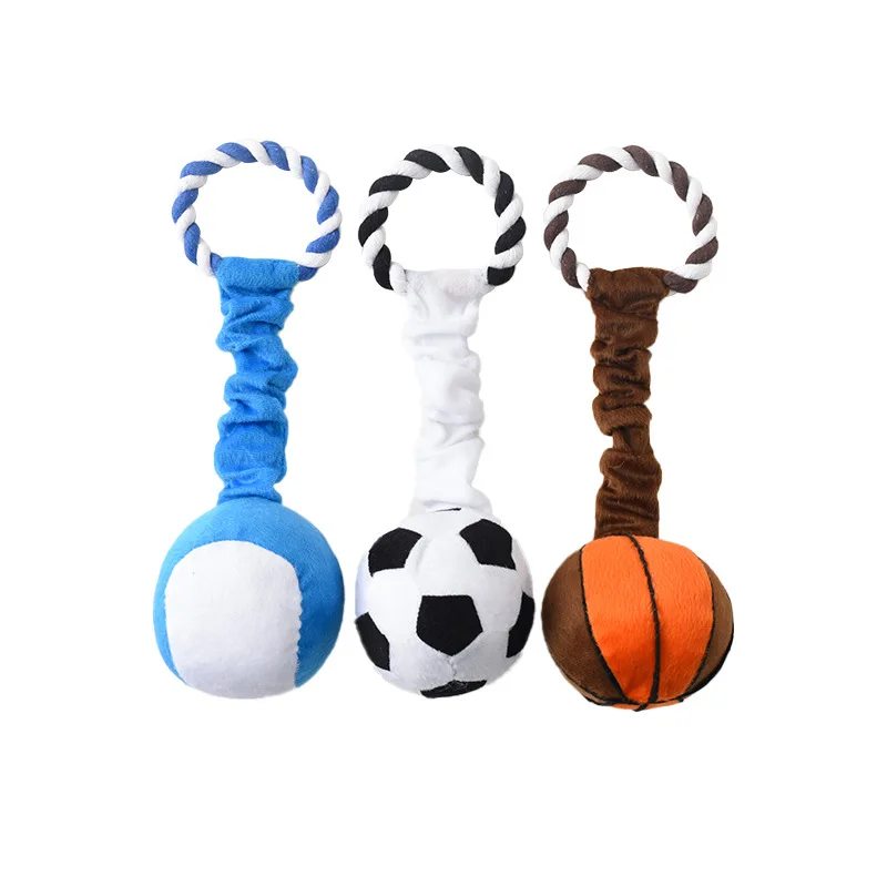 

3pc Dog Ball Pet Dog Toys Plush Squeaky Bite-resistant Chew Toys Ball with String Interactive Toys for Large Dog Puppy Solid Bal