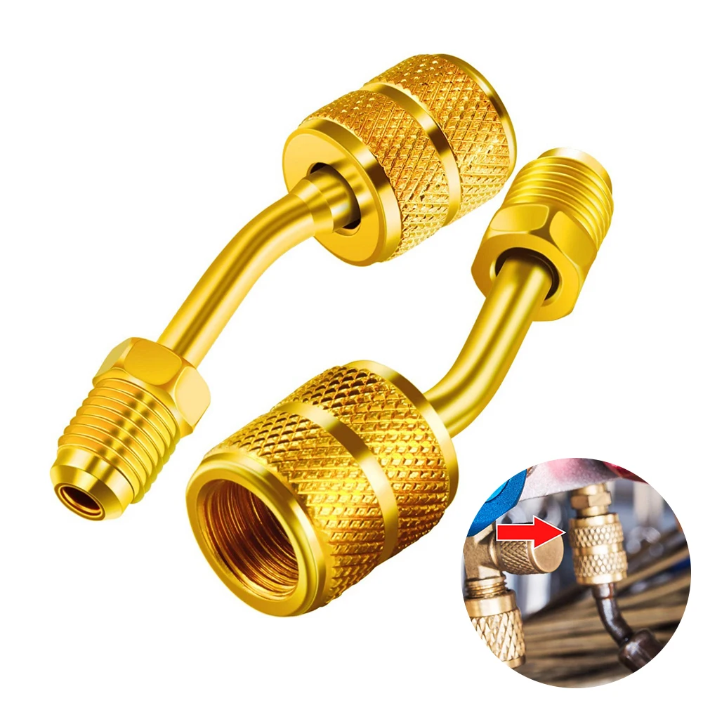 

2 PCS 5/16" SAE Female to 1/4" Male R410a Charging Port Adapter for A/C HVAC R410a R22 Gauge Hose Vacuum Pump Adapter