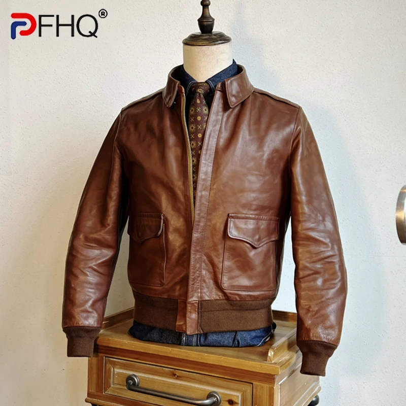 

PFHQ Autumn Men's Tide PU Solid Color Coat Zippers Pockets Streetwear Comfortable Leather Creativity Leisure Art Jackets 21Z1468