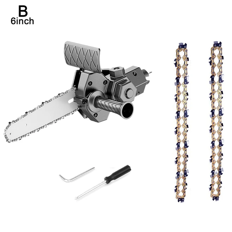 

6 Inch Electric Drill Modified To Electric Chainsaw Adapter Tool Chainsaw Conversion Head Woodworking Pruning