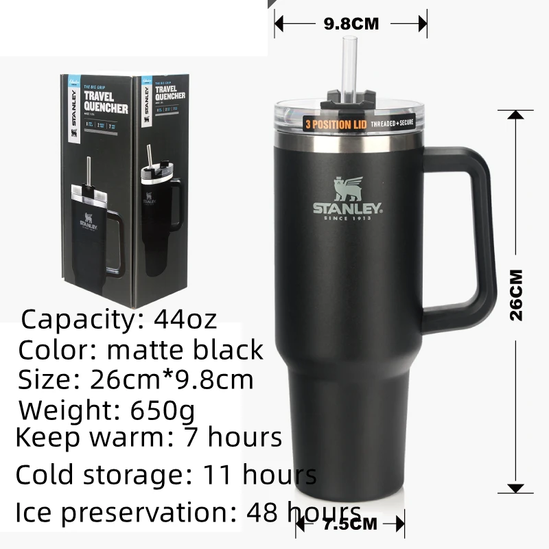 1.3L Stanley ฟางถ้วยของแท้รถ Thermos แก้ว Super ขนาดใหญ่น้ำแข็งแบบพกพาถ้วยกาแฟจัดส่งฟรี