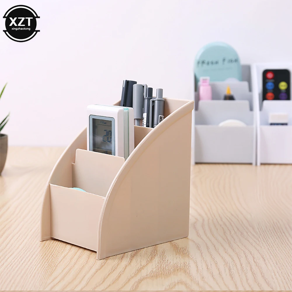 

3 Grid Plastic Remote Control Box Cosmetics Desktop Storage Case Stand Holder Home Office Stationery Phone Organizer Pen Holder