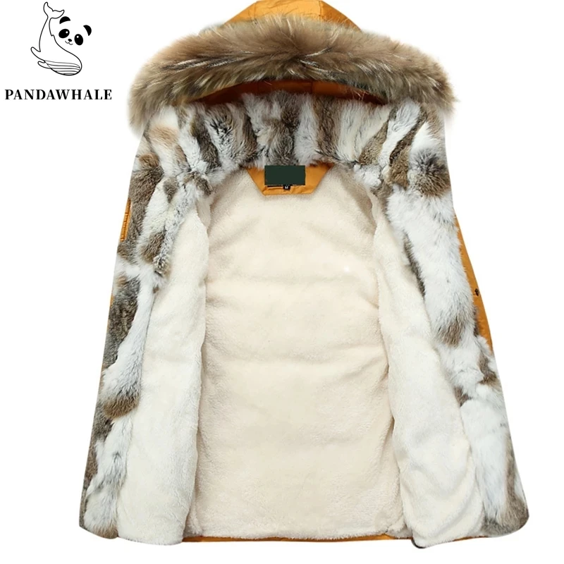 2023 New Winter Natural Rabbit Fur Liner Couple Down Jackets women Fur Hooded Thicken Coat Super Warm Female Parkas Jacket HD268